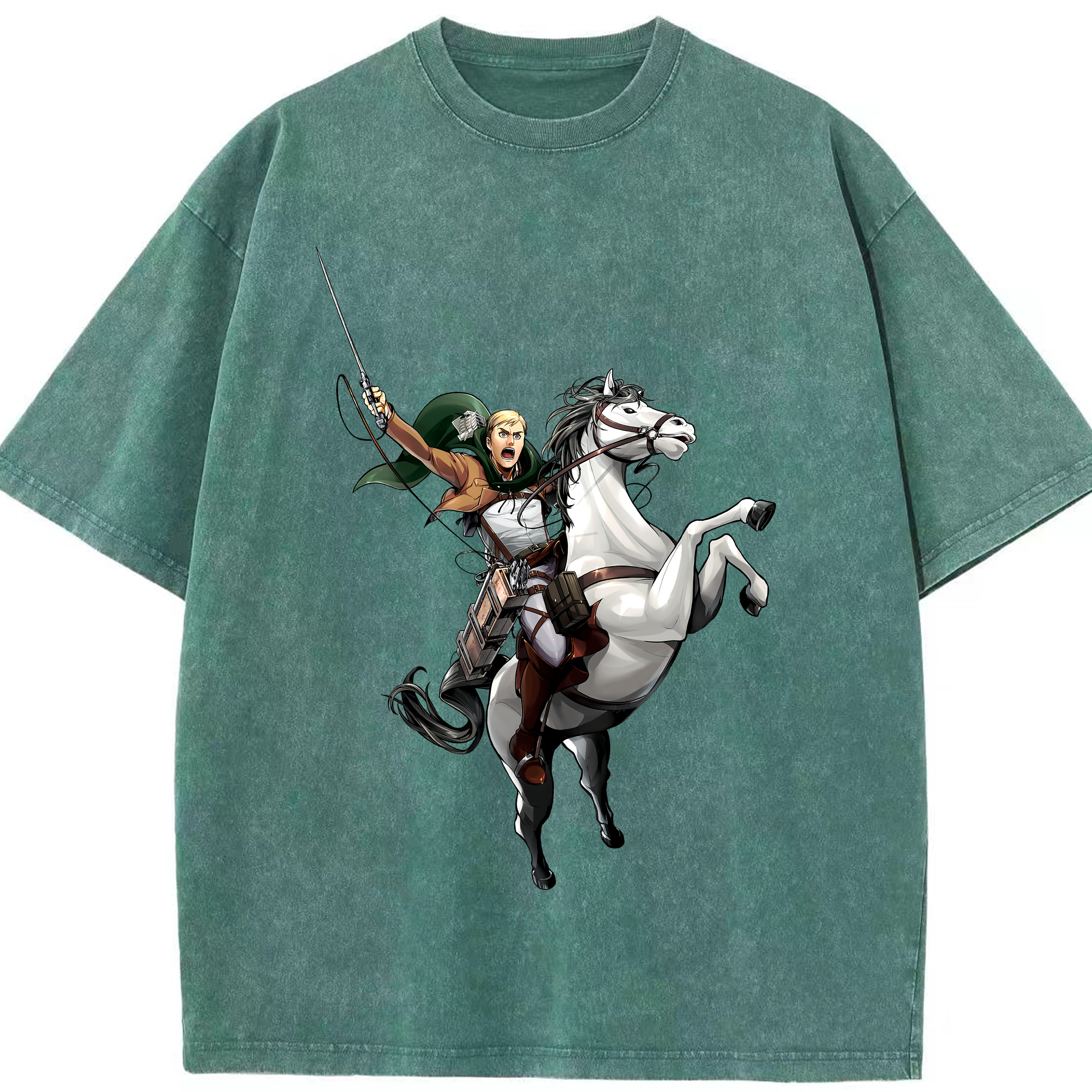 （画像用） 進撃の巨人 エルヴィン・スミス Attack on Titan Erwin Smith 綿100% ヴィンテージ風 半袖Tシャツ（フロントプリント）